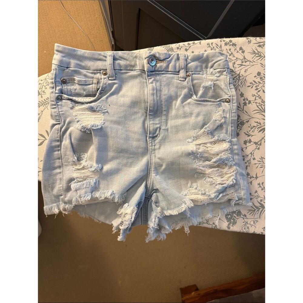 American Eagle Outfitters Ripped Light Blue Jean Shorts